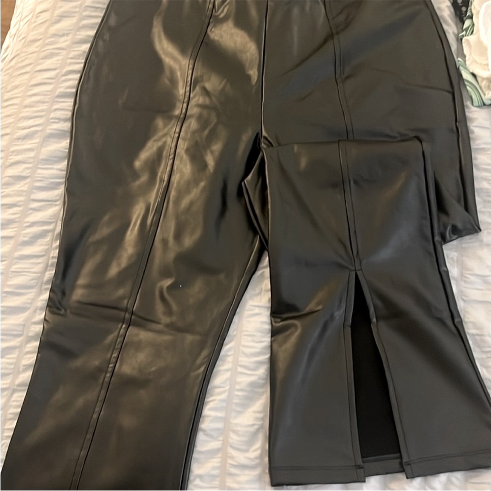 Wild Fable| black faux leather flare pants
